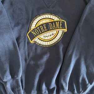 Vintage Notre Dame Crewneck Sweatshirt Navy Blue Fruit of the Loom Size L 90s